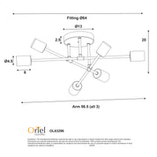 MUNA.6 WHITE + SATIN BRASS - 6 Light Close-To-Ceiling