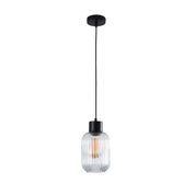 MILLER.130 - Ribbed Clear Glass Pendant