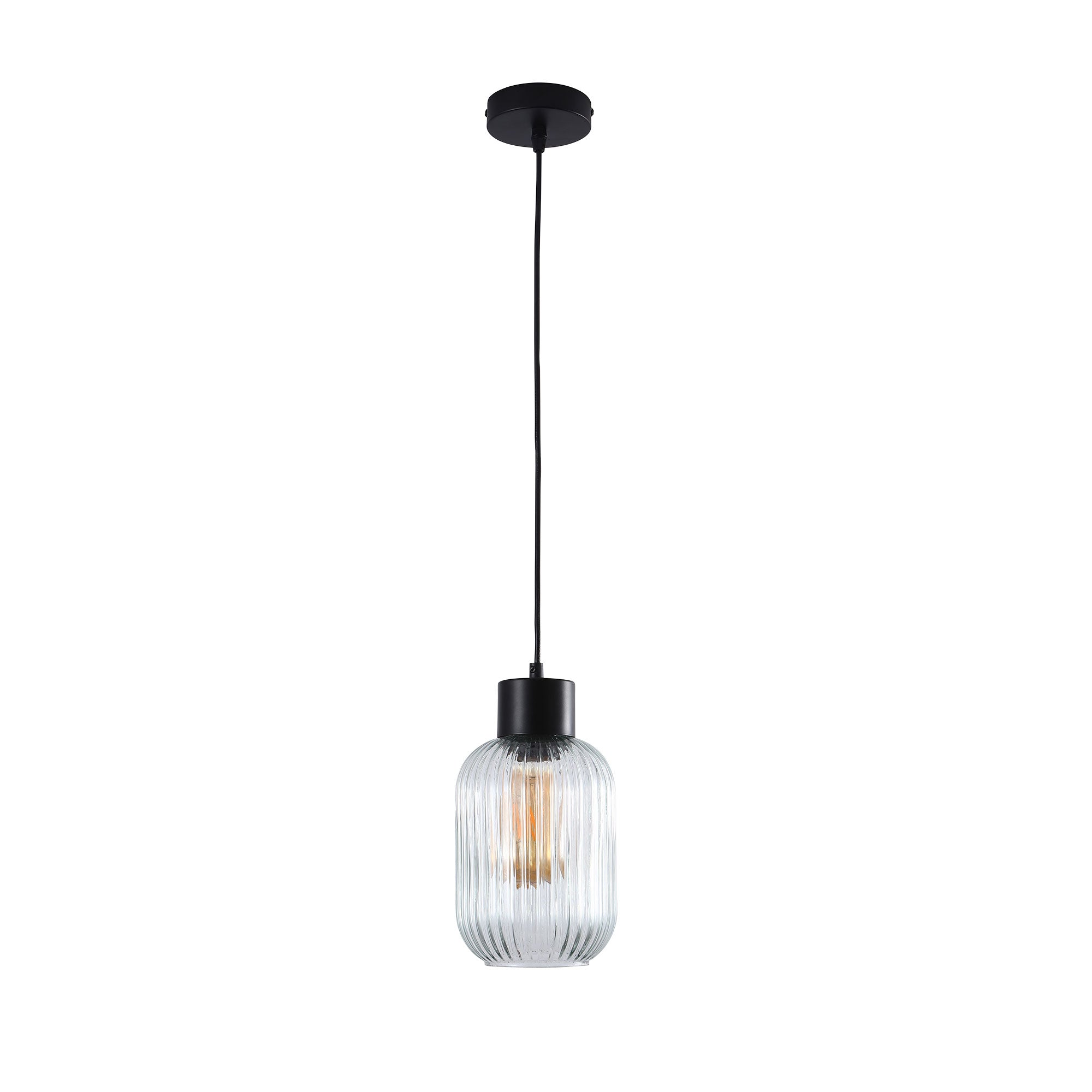 MILLER.130 - Ribbed Clear Glass Pendant