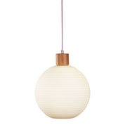 TWILLO.25 - Ribbed Opal Glass Pendant with Real Wood Accents