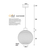 TWILLO.30 - Ribbed Opal Glass Pendant with Real Wood Accents