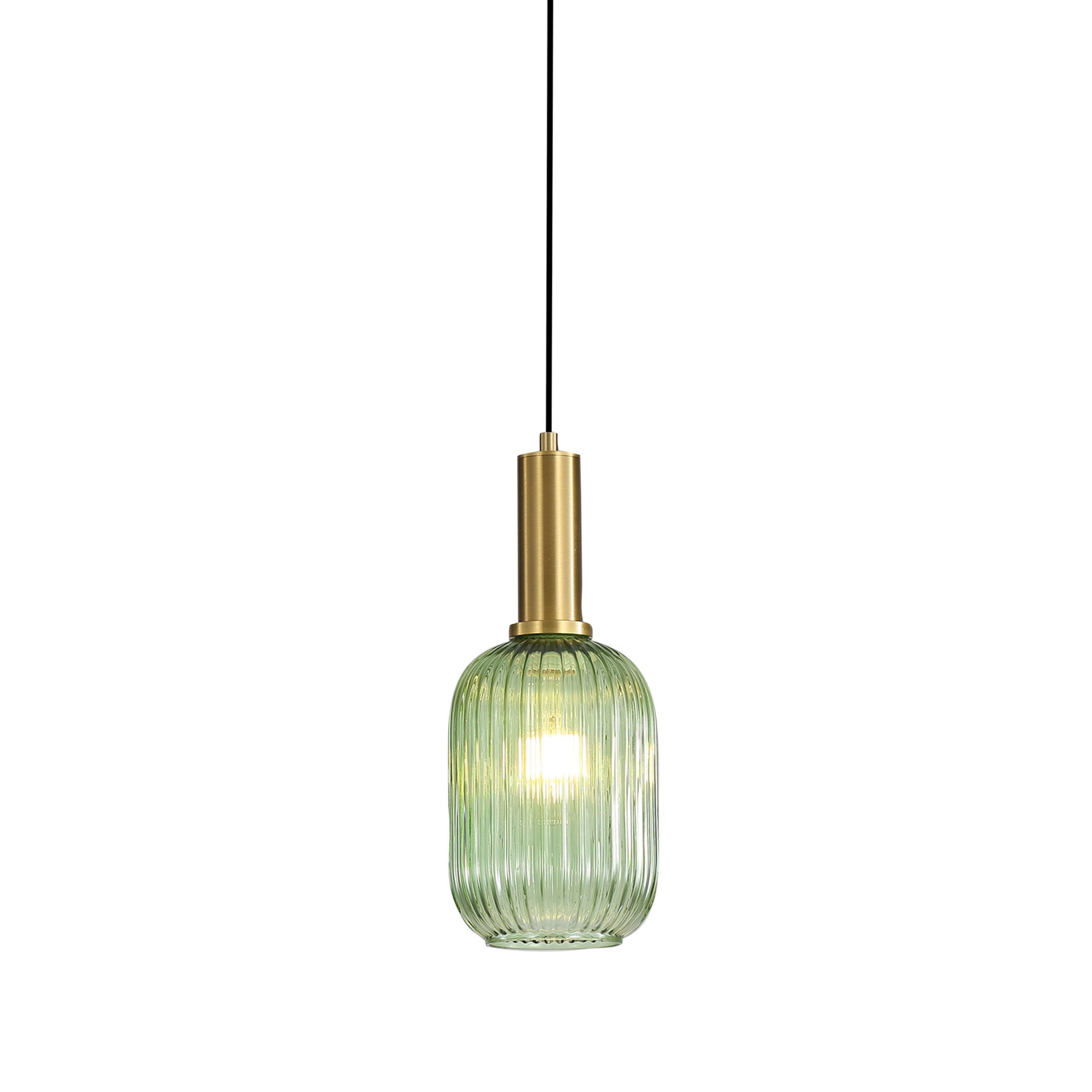LUXE.130 GREEN - Ribbed Glass Pendant