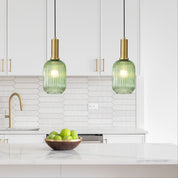 LUXE.130 GREEN - Ribbed Glass Pendant