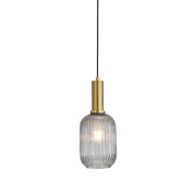 LUXE.130 SMOKE - Ribbed Glass Pendant