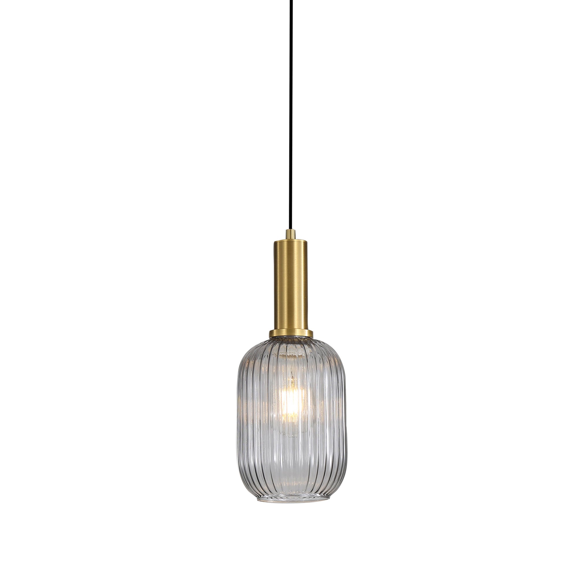 LUXE.130 SMOKE - Ribbed Glass Pendant