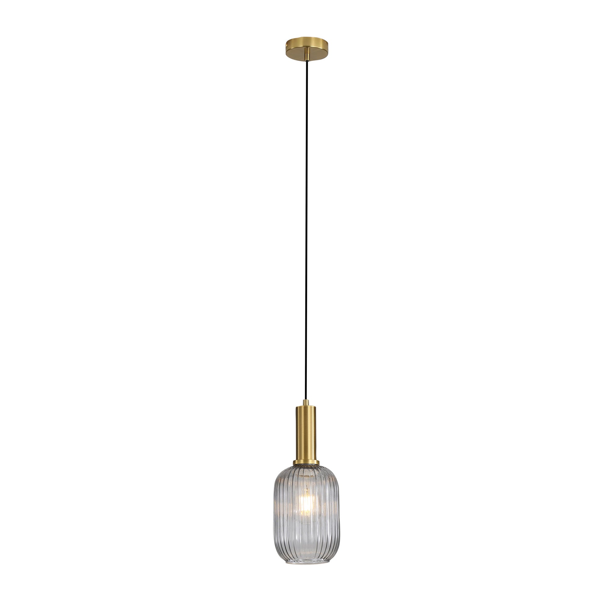 LUXE.130 SMOKE - Ribbed Glass Pendant