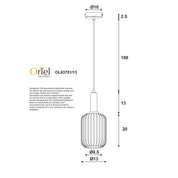 LUXE.130 SMOKE - Ribbed Glass Pendant