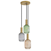 LUXE TRILIGHT - 3lt Ribbed Glass Pendant