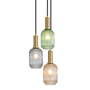 LUXE TRILIGHT - 3lt Ribbed Glass Pendant