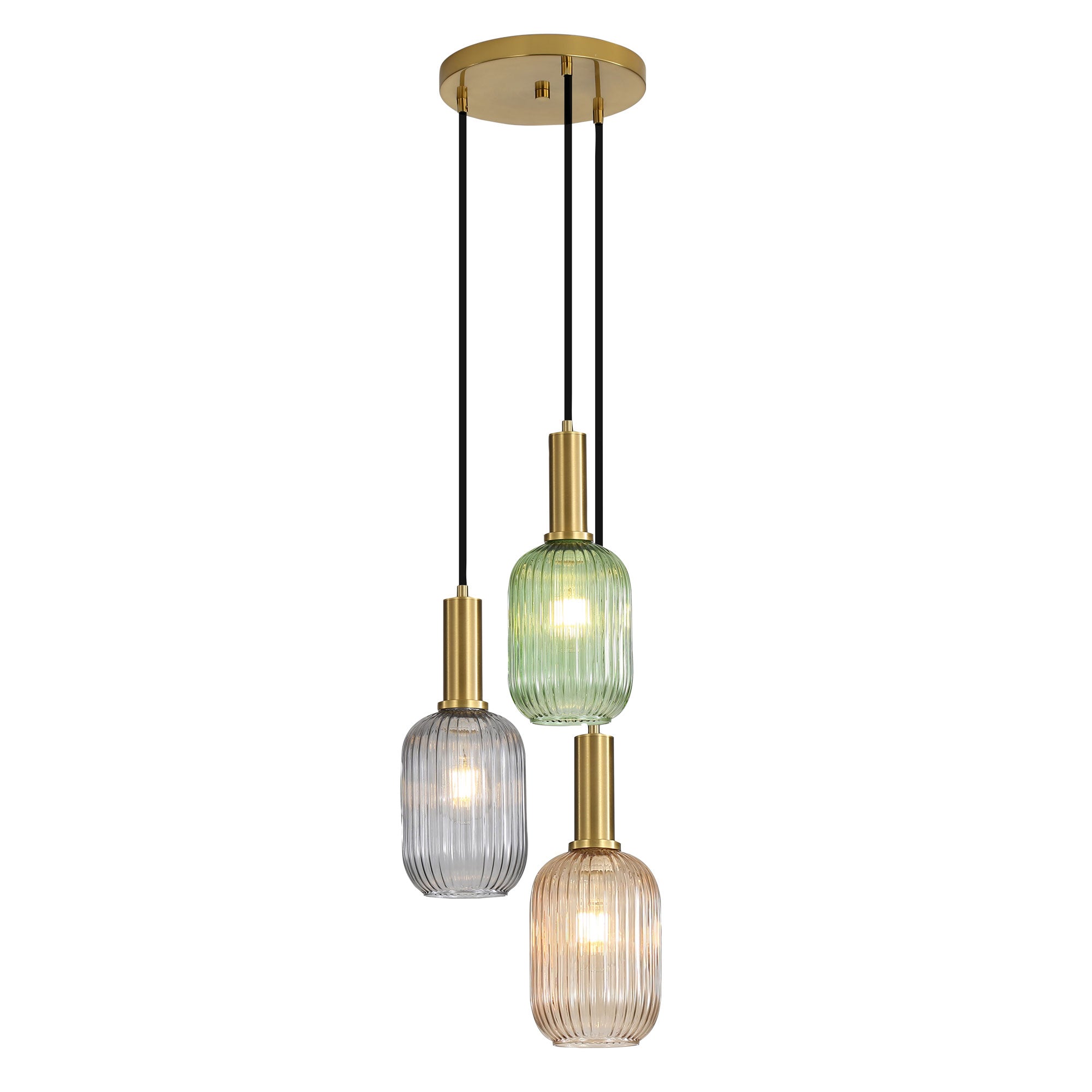 LUXE TRILIGHT - 3lt Ribbed Glass Pendant