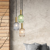 LUXE TRILIGHT - 3lt Ribbed Glass Pendant