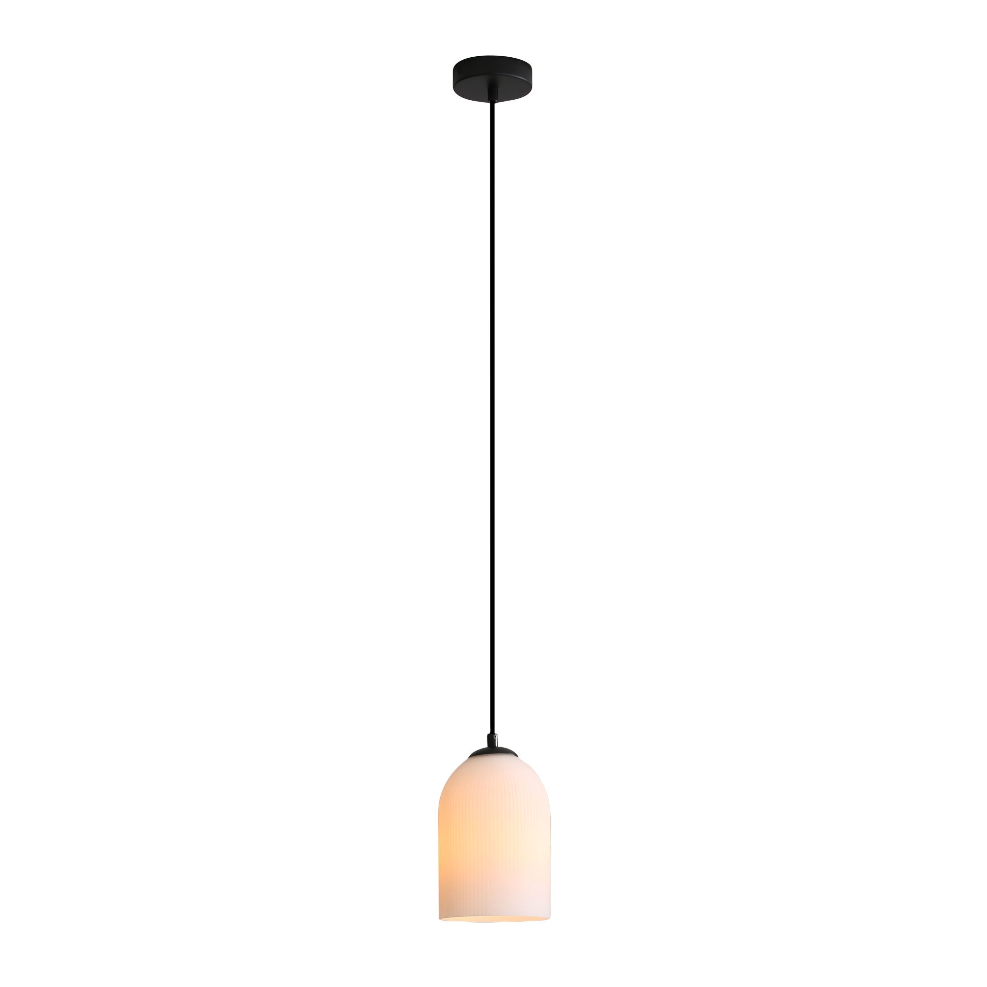 ARLEY PENDANT BLACK - Ribbed Glass Pendant