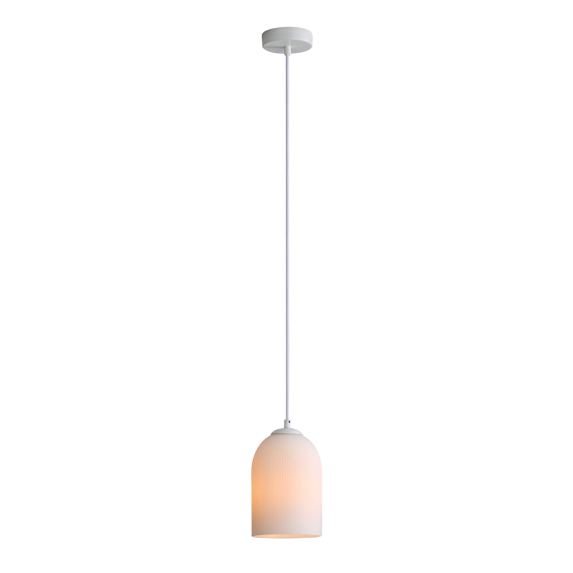ARLEY PENDANT WHITE - Ribbed Glass Pendant