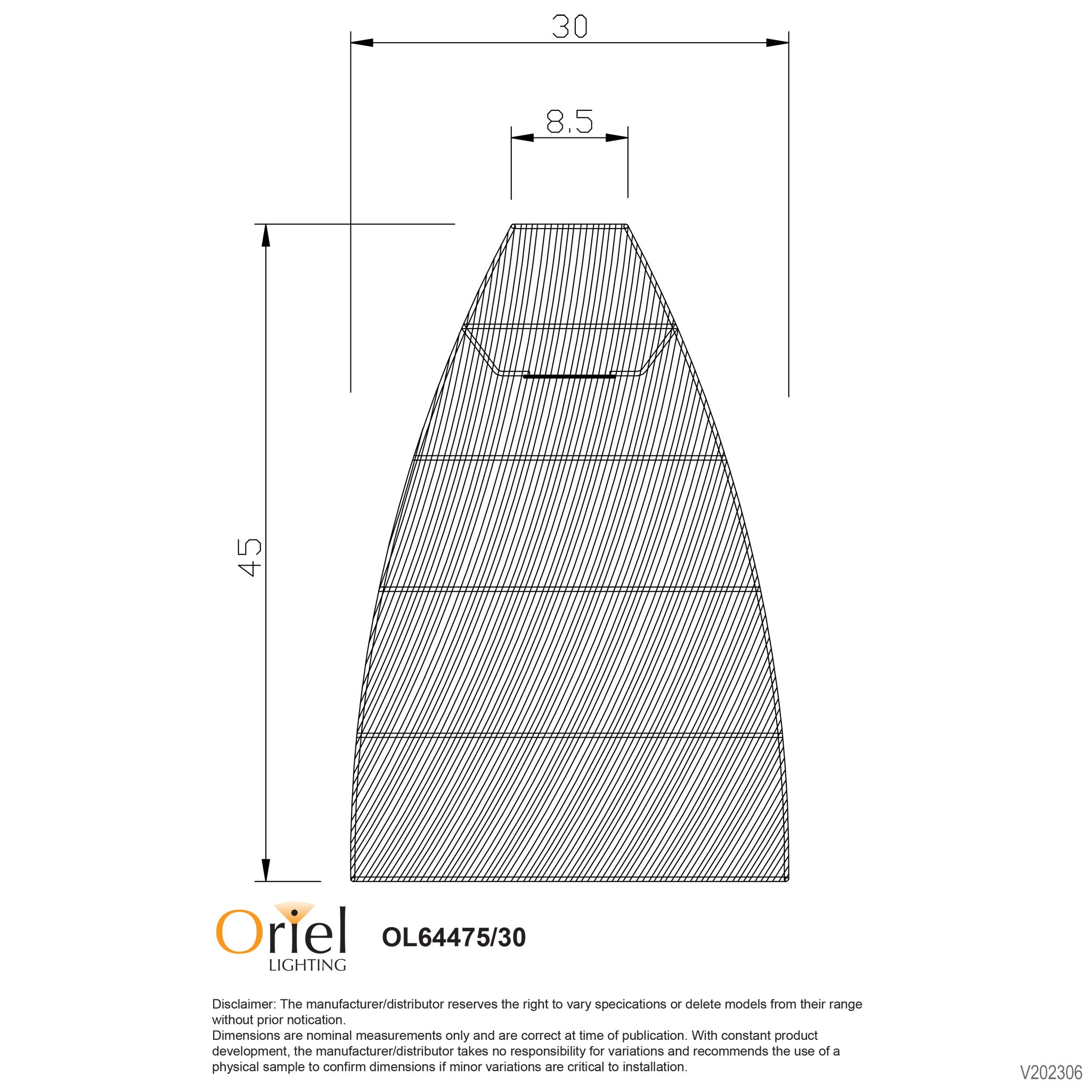 ODEN 30 SHADE - Natural Rattan Cane Shade Only