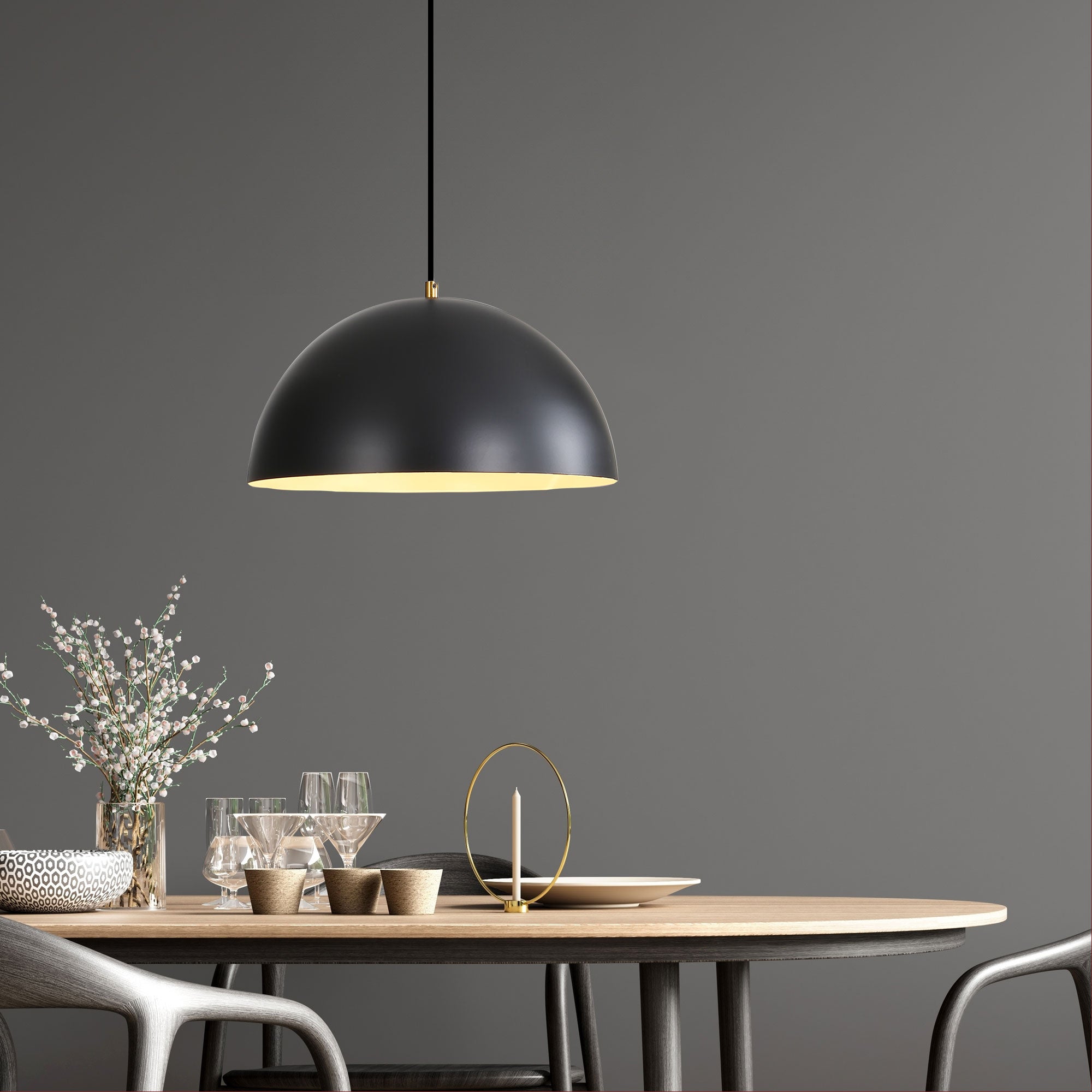 LEXI.35 BLACK - Dome Pendant Light