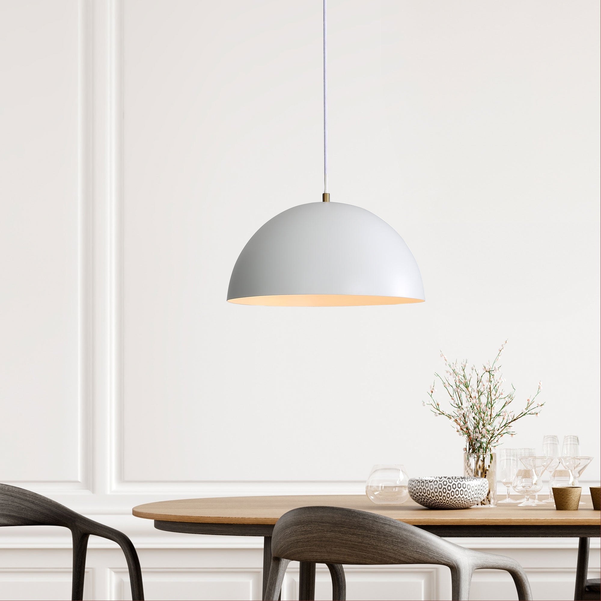 LEXI.35 WHITE - Dome Pendant Light