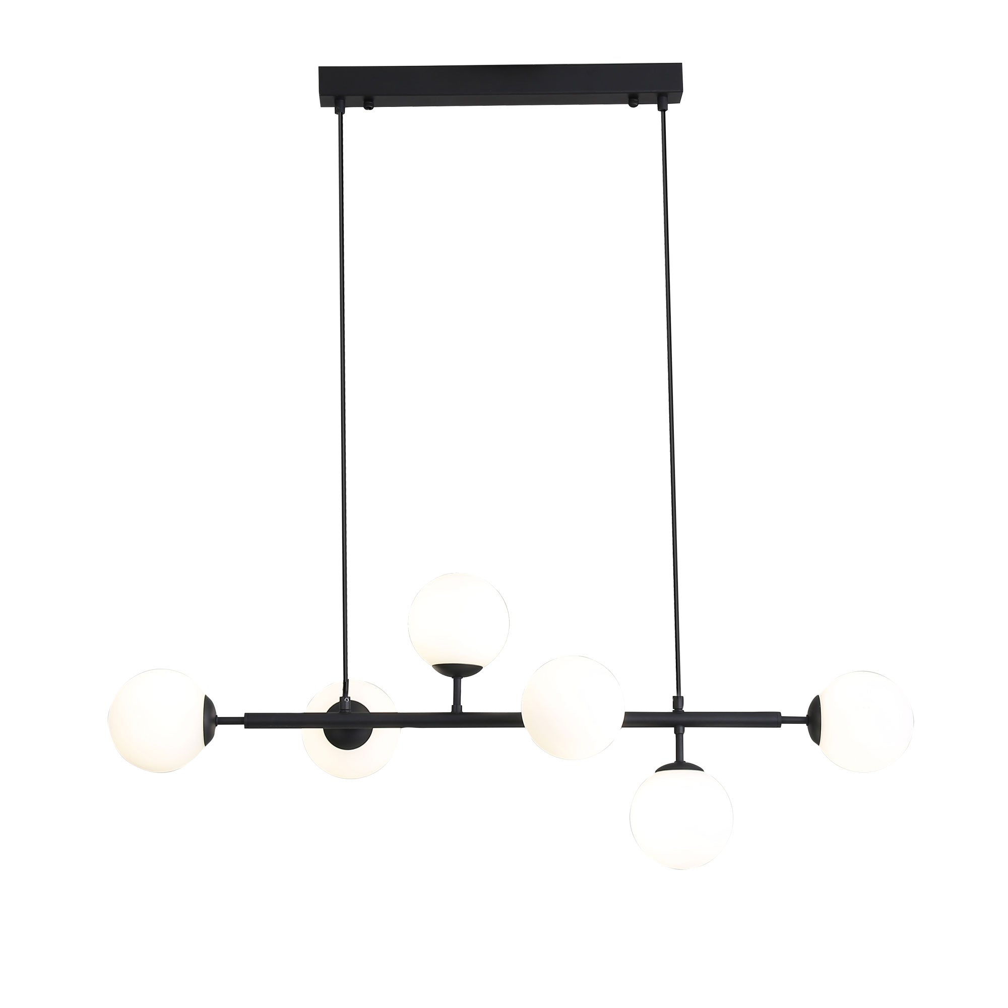 EVA.6 BLACK - 6 Light Opal Glass Pendant