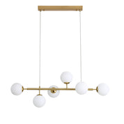 EVA.6 SATIN BRASS - 6 Light Opal Glass Pendant