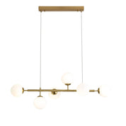 EVA.6 SATIN BRASS - 6 Light Opal Glass Pendant