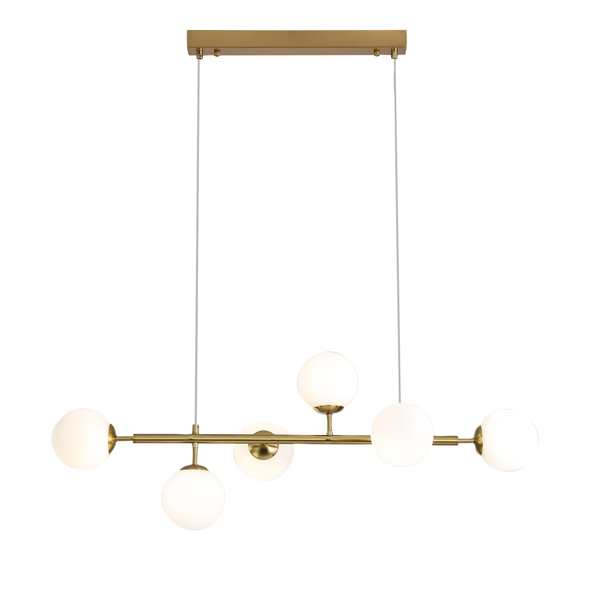 EVA.6 SATIN BRASS - 6 Light Opal Glass Pendant