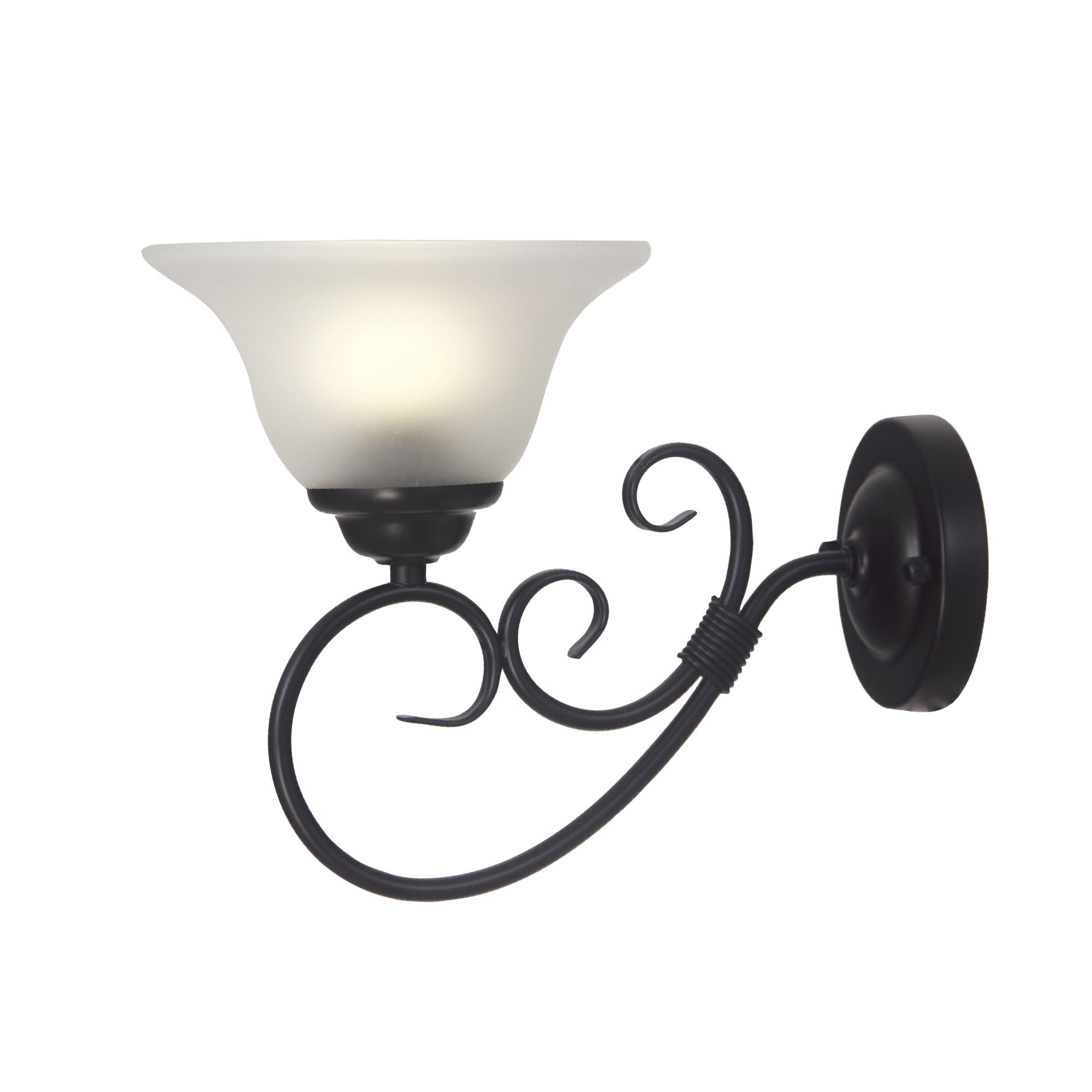 GASTON II WALL LIGHT BLACK - Black Traditional Frost Wall Light