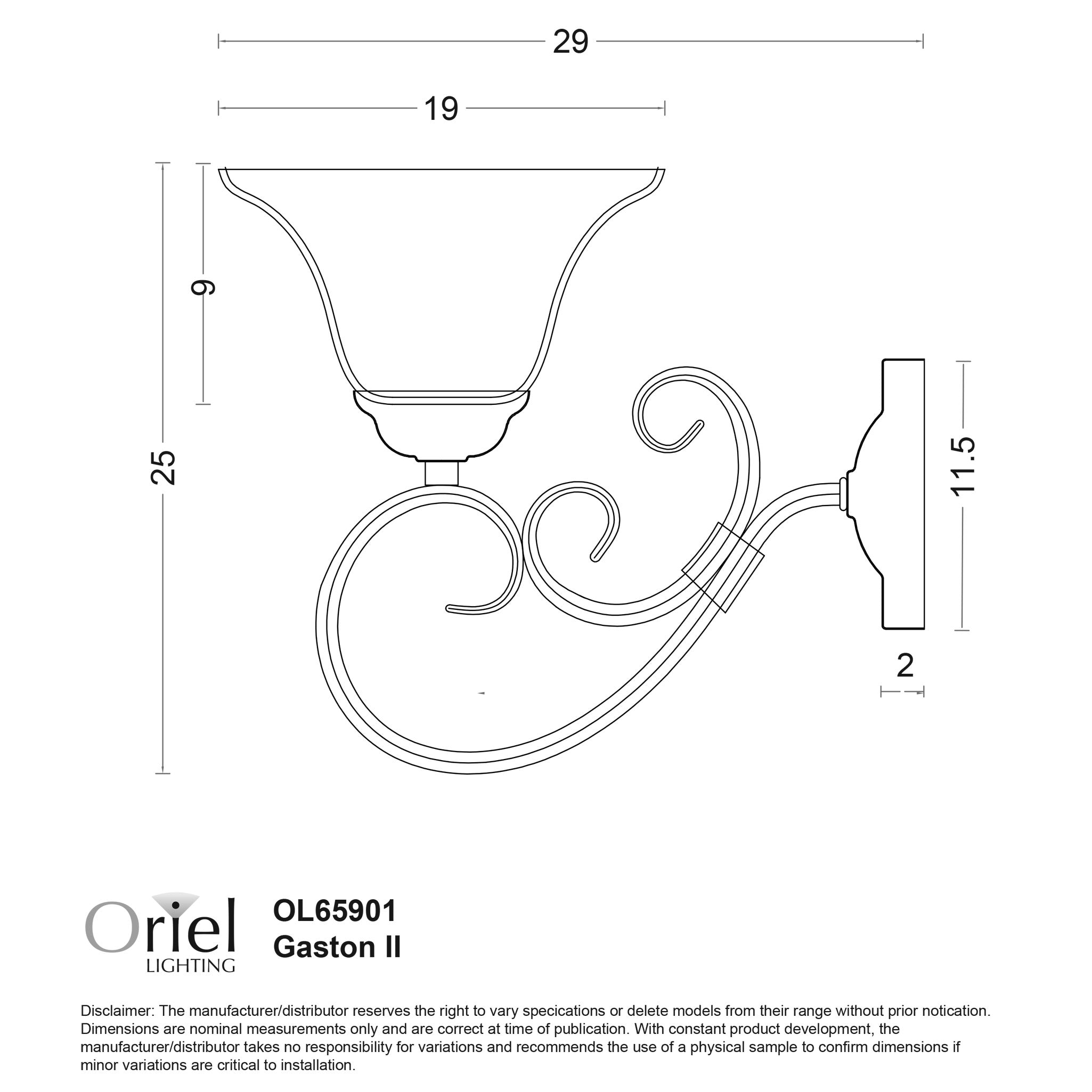 GASTON II WALL LIGHT BRONZE - Bronze Traditional Frost Wall Light