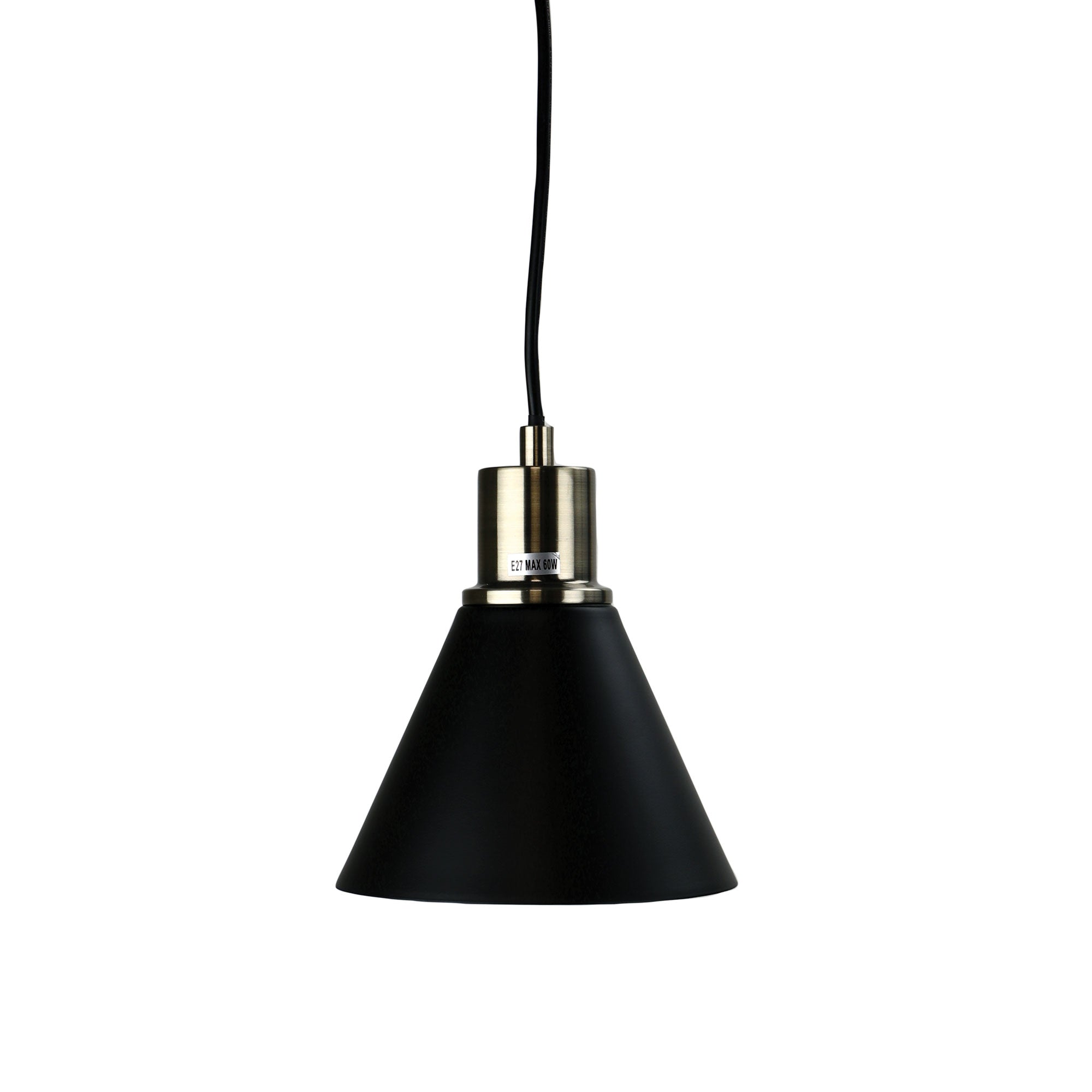 COMO ANTIQUE BRASS - Black and Antique Brass Single Pendant