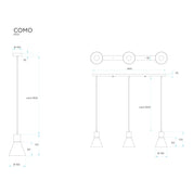 COMO TRILIGHT AB - Black and Antique Brass 3 Light Bar Pendant