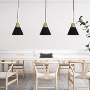 TRIGO.20 - Stylish Conical Black Pendant with Real Wood Accents