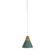 TRIGO.20 - Stylish Conical Green Pendant with Real Wood Accents