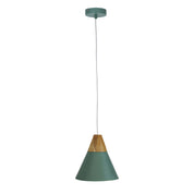 TRIGO.20 - Stylish Conical Green Pendant with Real Wood Accents