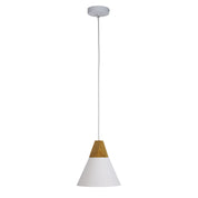 TRIGO.20 WHITE - Stylish Conical White Pendant with Real Wood Accents