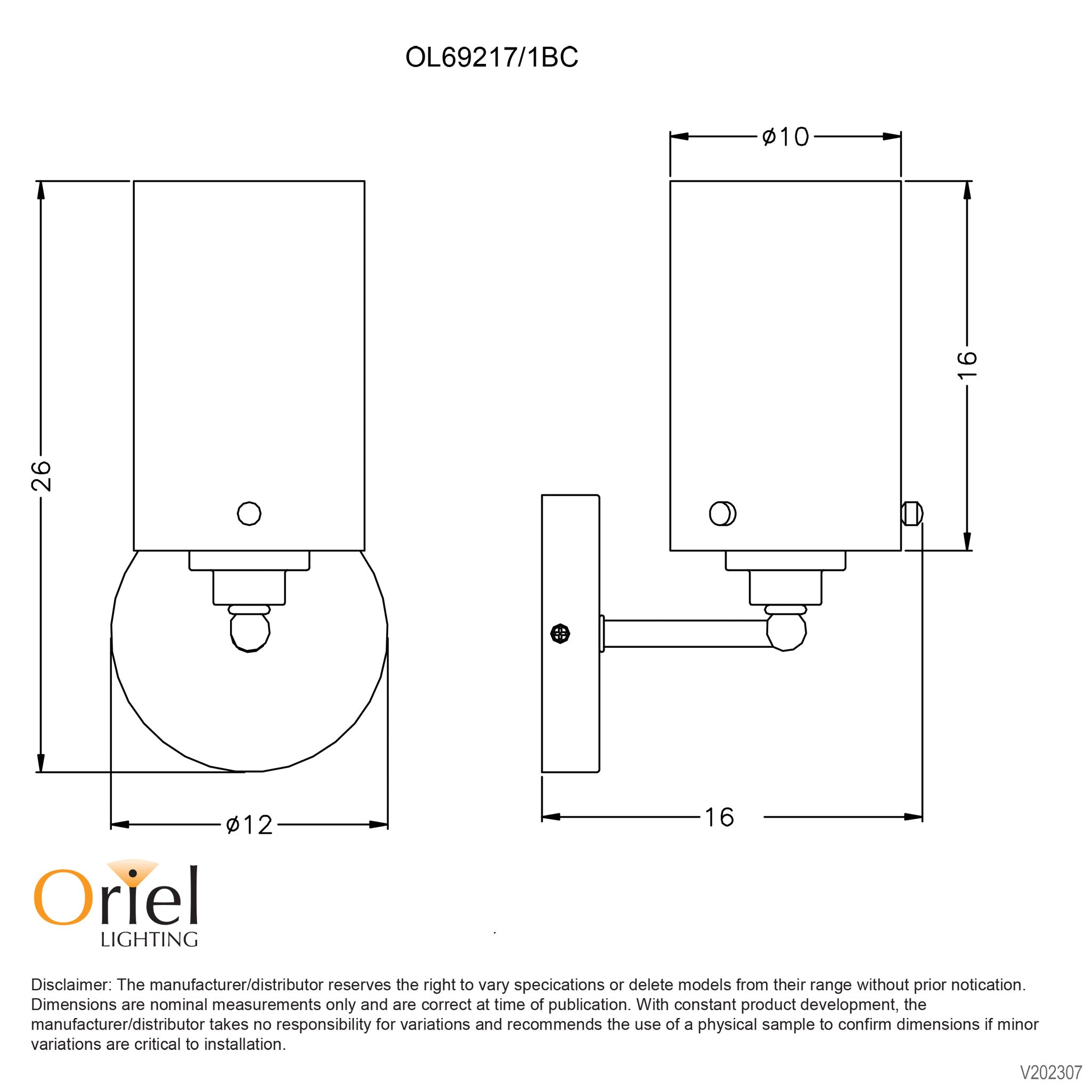 ZEST WALL - Retro Brushed Chrome and Glass Wall Light