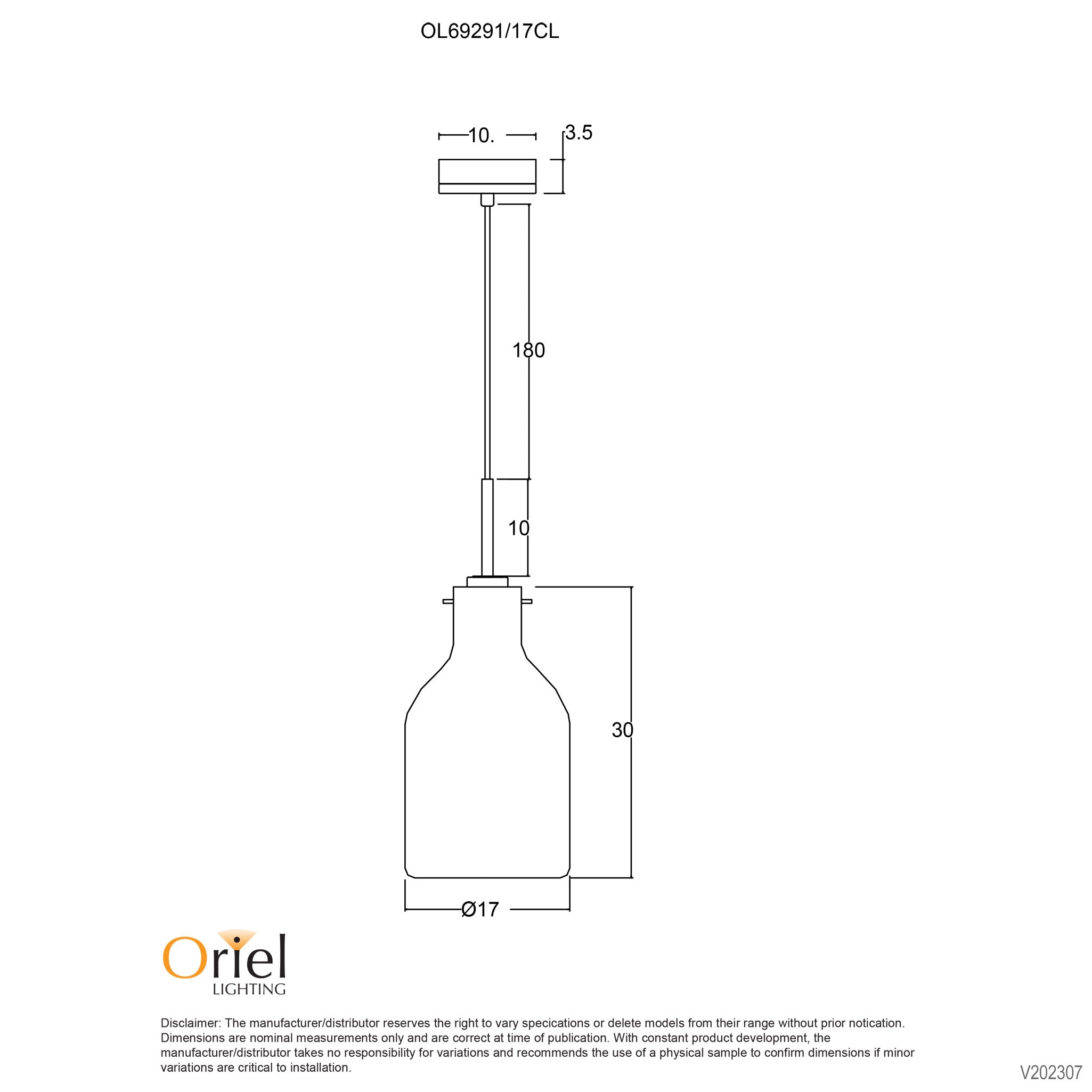 HOLBECK.17 - Scandi Clear Glass and Timber Pendant