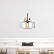 HOLBECK.30 - Scandi Clear Glass and Timber Pendant