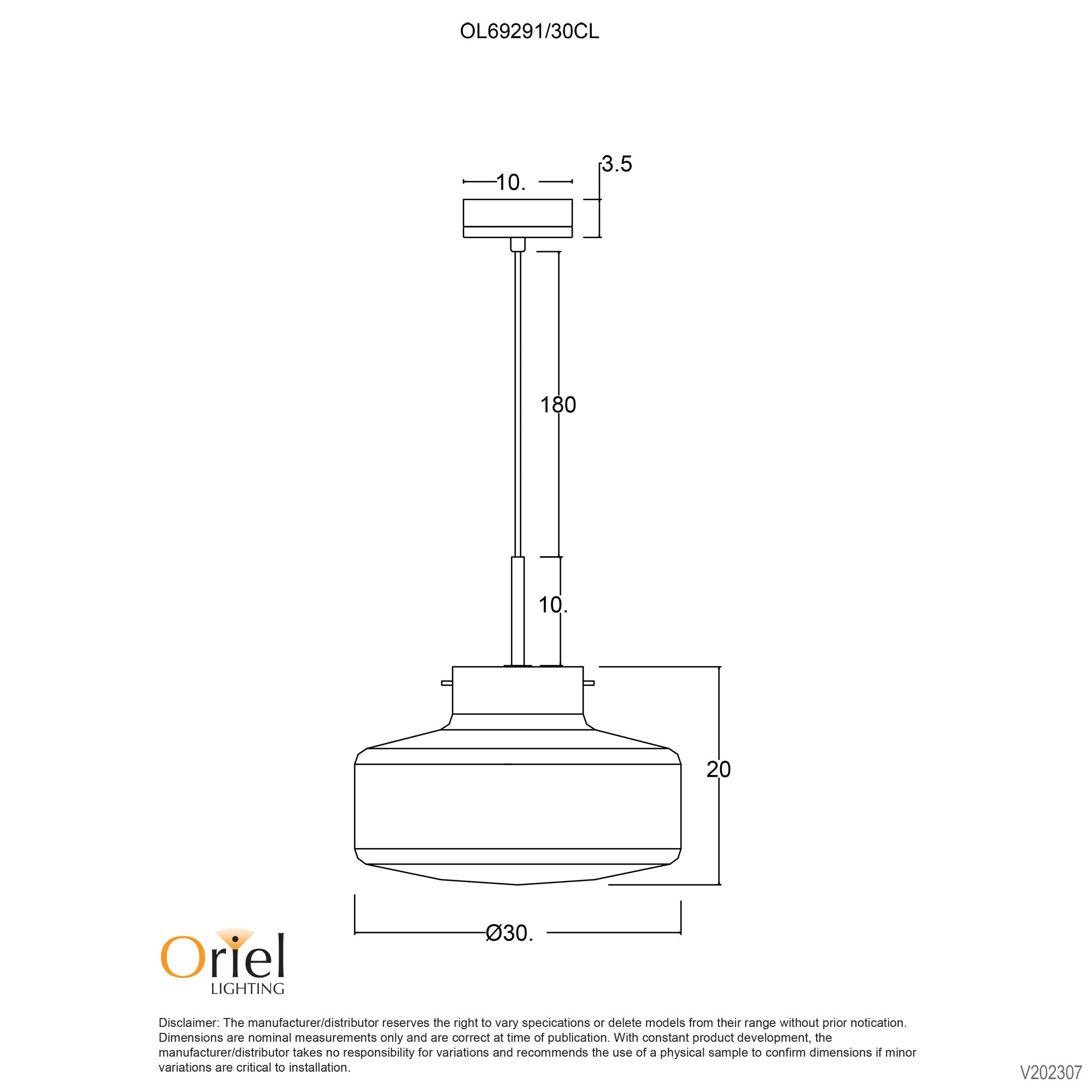 HOLBECK.30 - Scandi Clear Glass and Timber Pendant