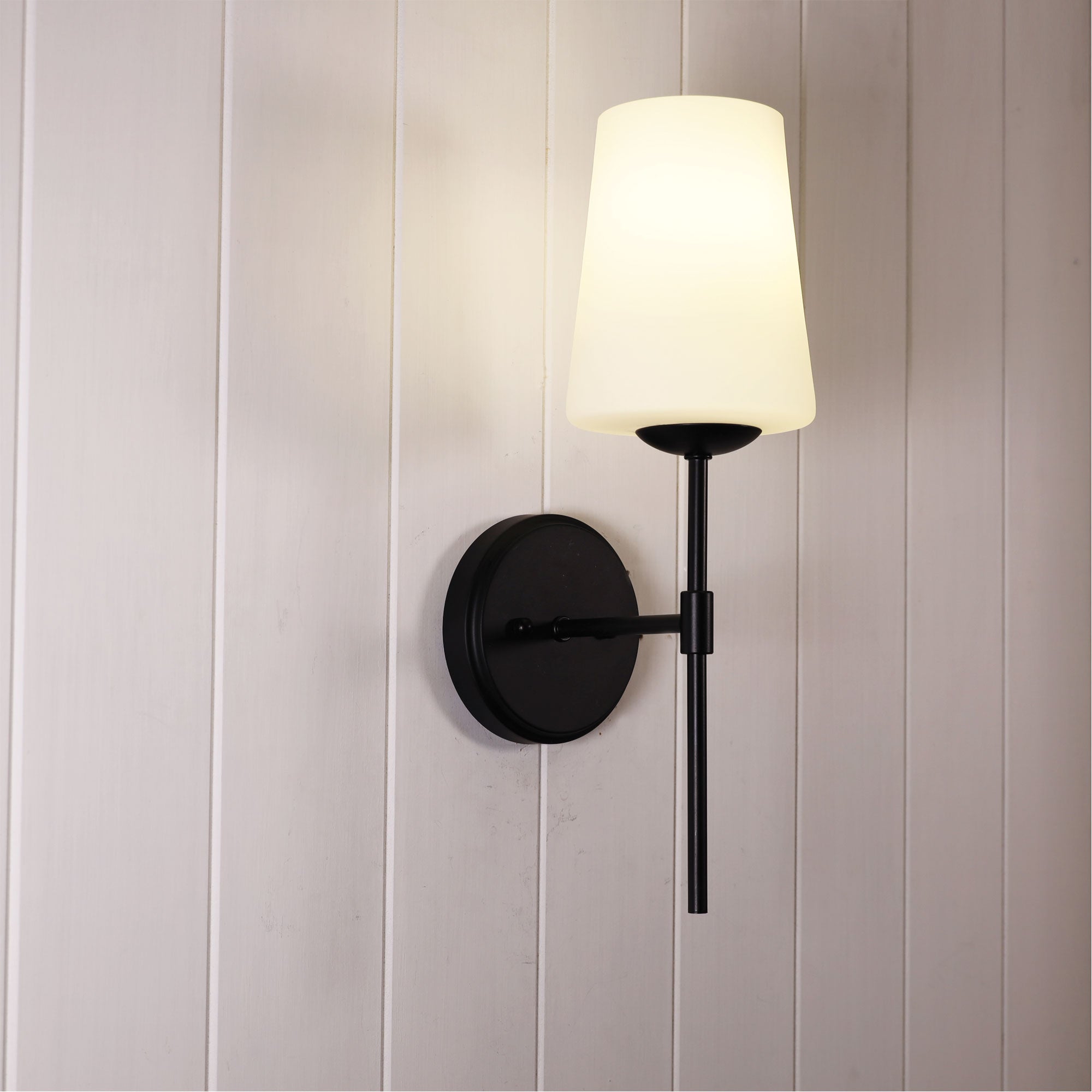 KINBURY BLACK - Opal Glass Wall Light