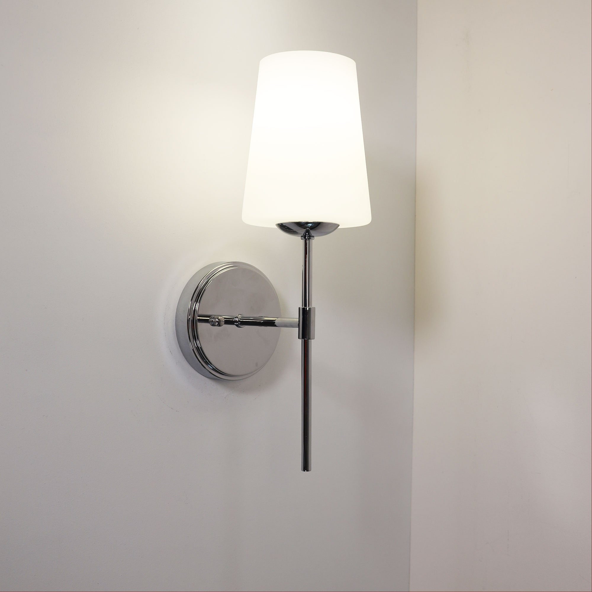KINBURY CHROME - Opal Glass Wall Light