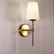 KINBURY SATIN BRASS - Opal Glass Wall Light