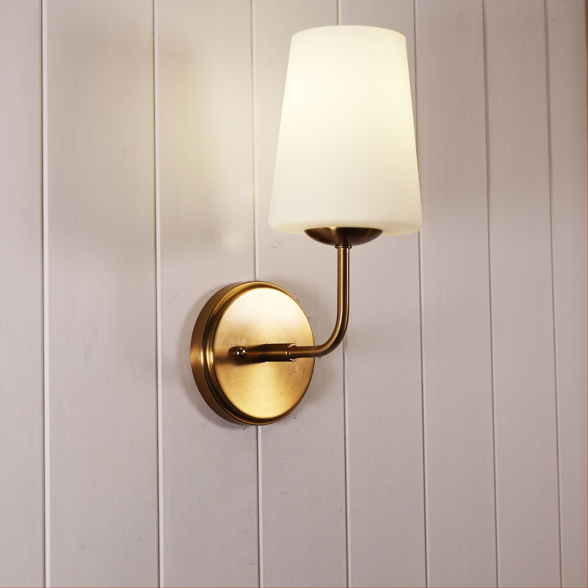 HOPLEY SATIN BRASS - Glass Wall Light
