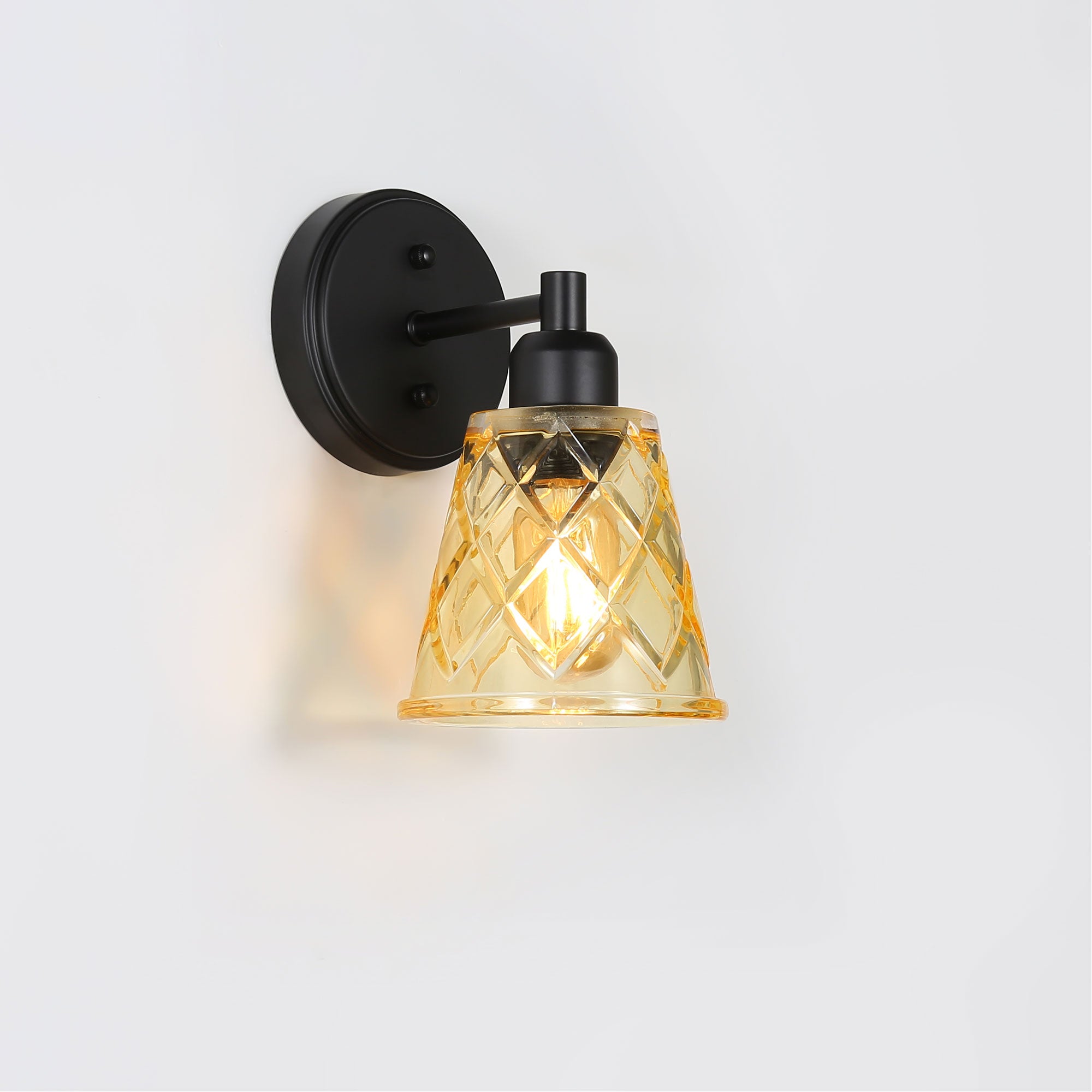 DRAM WALL LIGHT AMBER - Vintage Cut Glass Wall Light