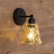 DRAM WALL LIGHT AMBER - Vintage Cut Glass Wall Light