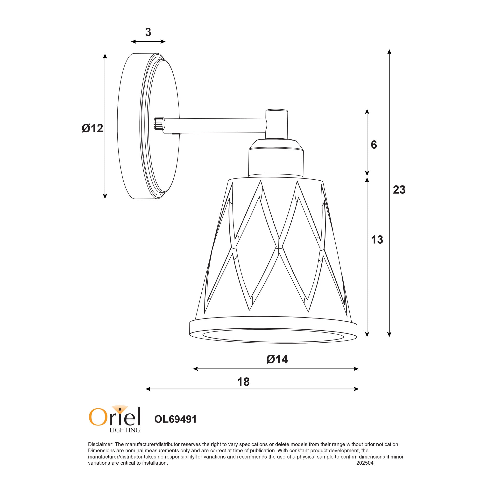 DRAM WALL LIGHT CLEAR - Vintage Cut Glass Wall Light