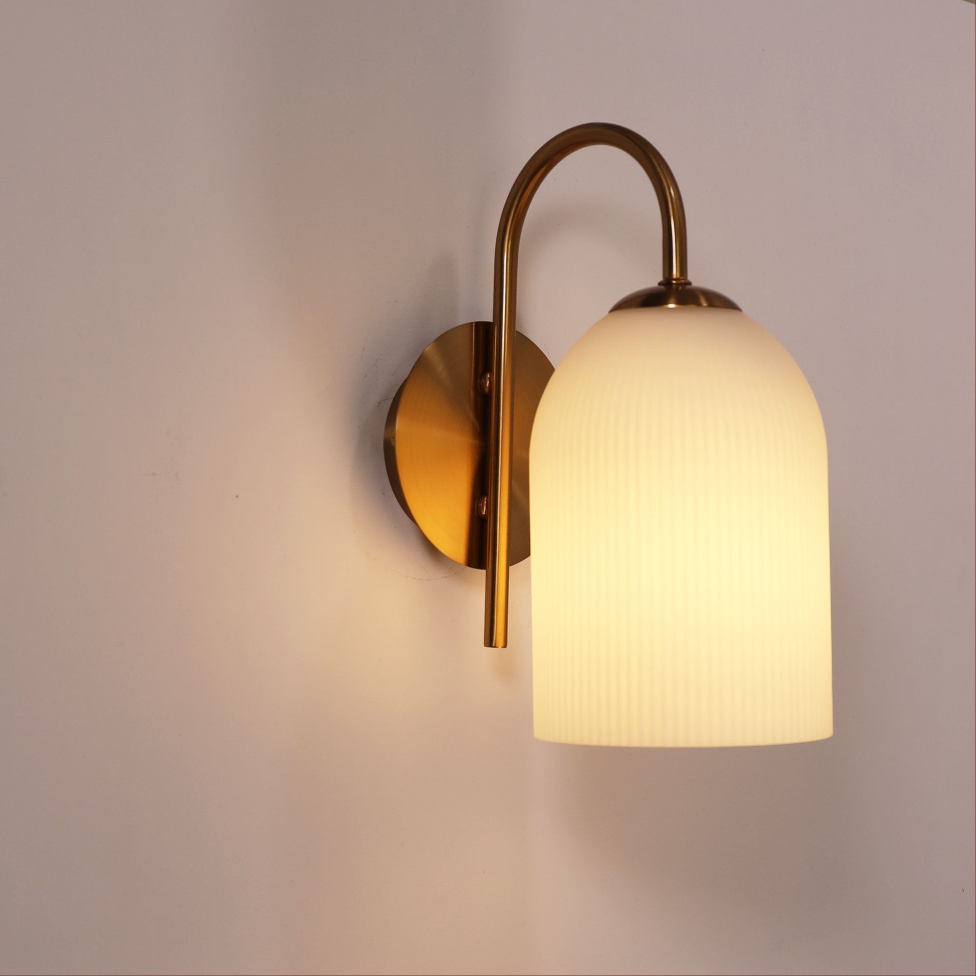 ARLEY SATIN BRASS - Opal Matt Wall Light