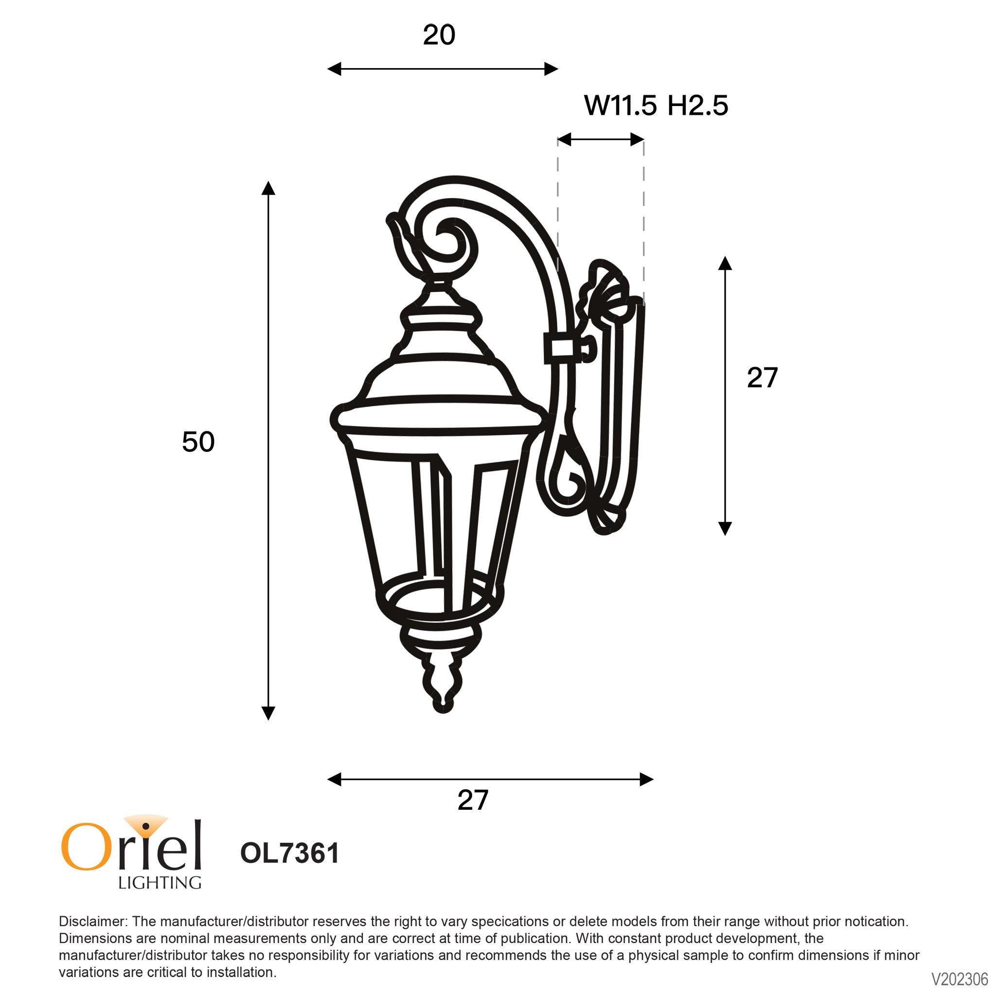 BRISTOL WALL LIGHT - Outdoor Down Wall Light