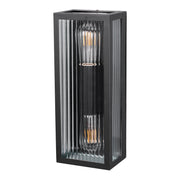 CHICAGO TWIN - Clear Ribbed Glass Decorative Outdoor Wall Light