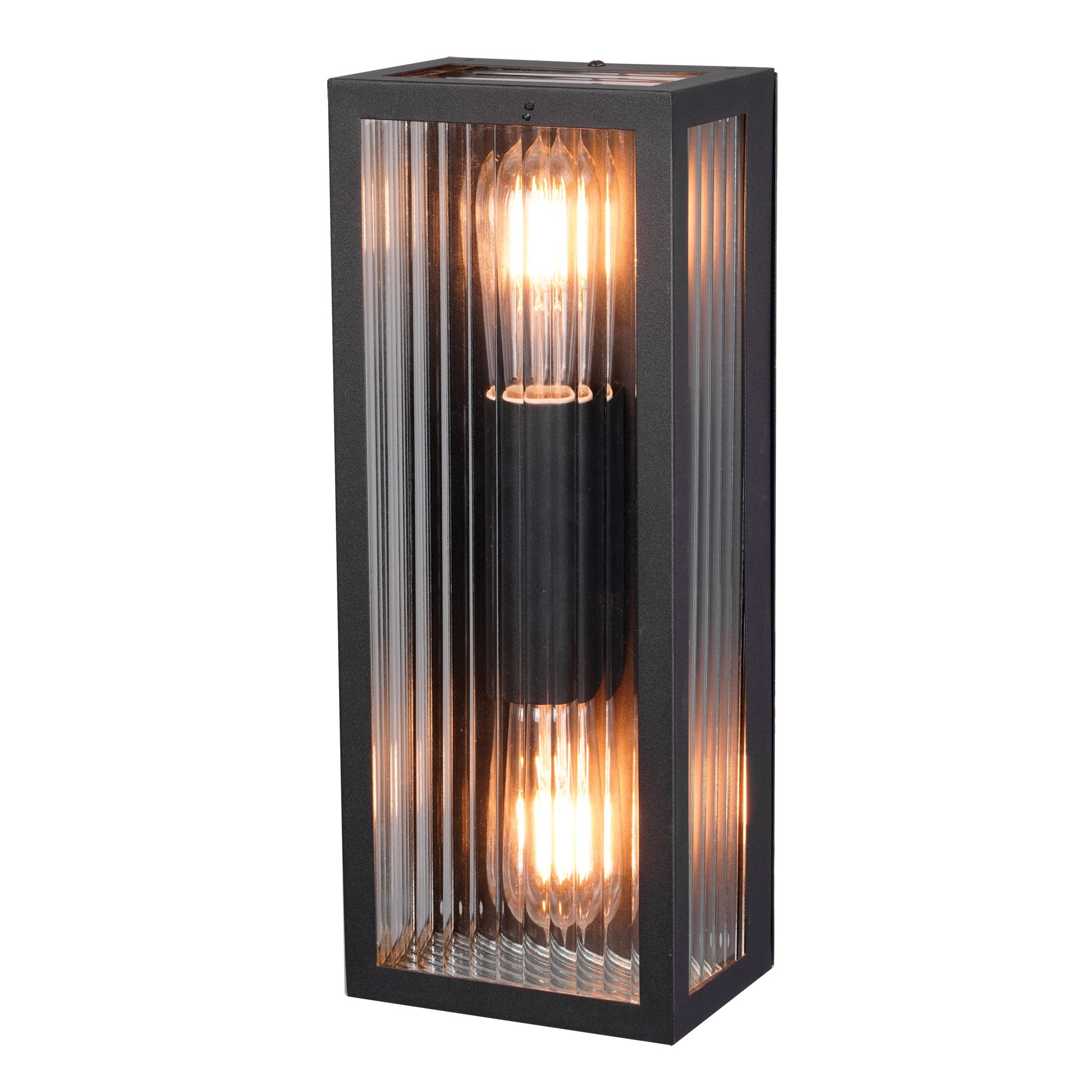 CHICAGO TWIN - Clear Ribbed Glass Decorative Outdoor Wall Light