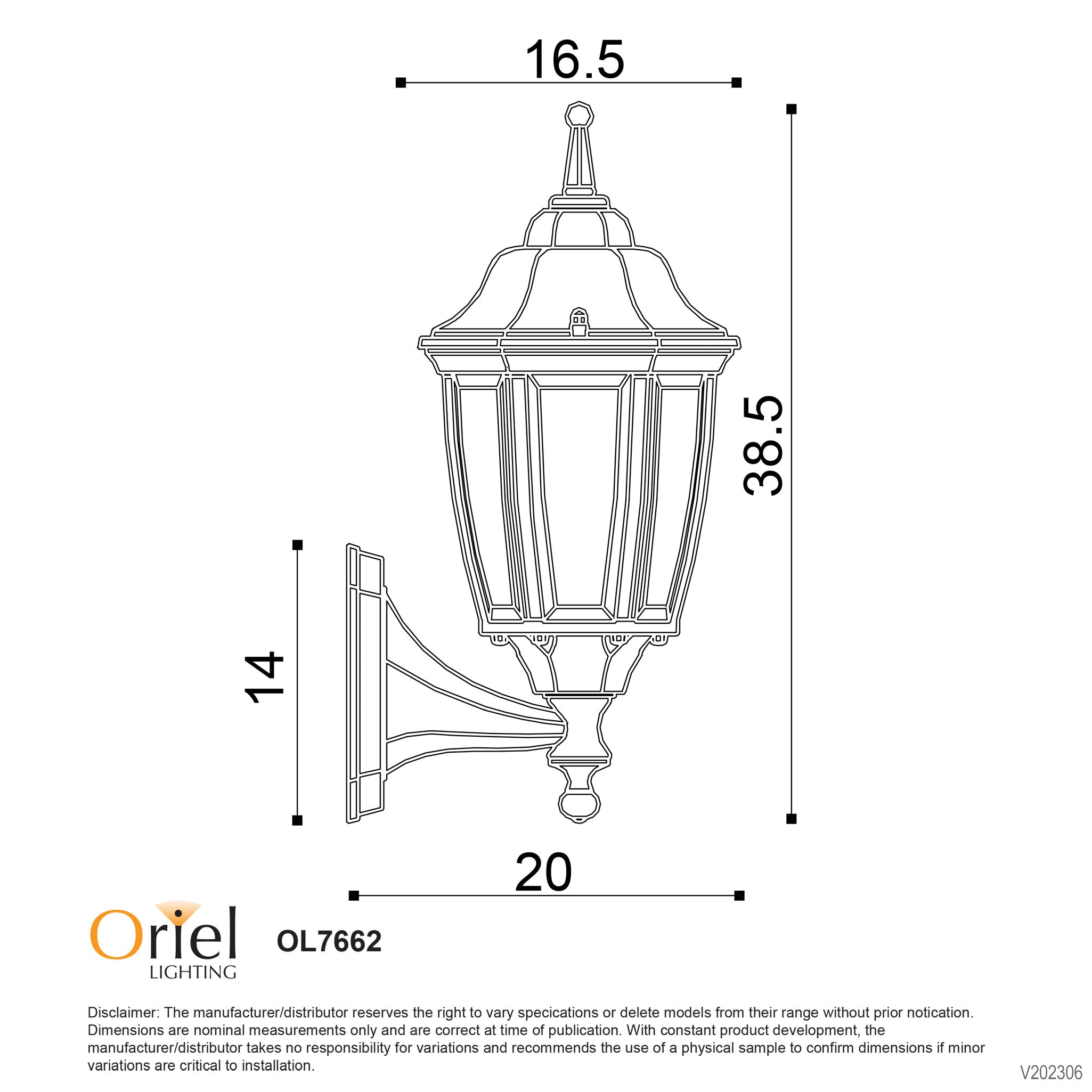 HIGHGATE UP Primrose - Traditional Outdoor Wall Light