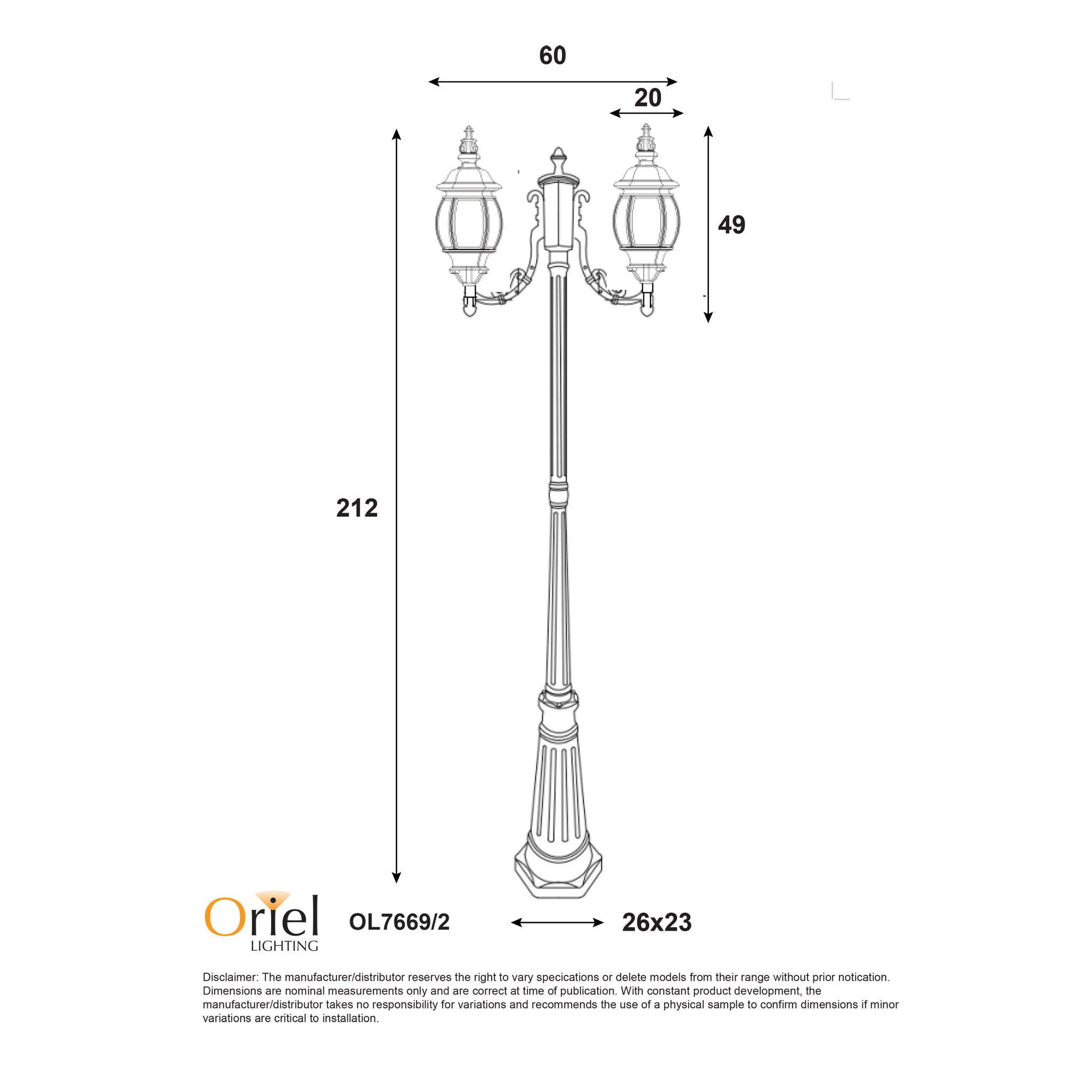 HIGHGATE TWIN BLACK - Tradtional Outdoor Post Light
