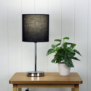 ZOLA TABLE LAMP BLACK - Chrome Base with Black Shade